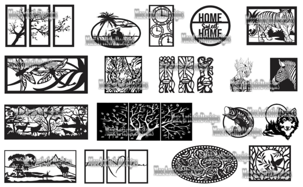 140+ wall decor sets in dxf cdr format for plasma laser cutting and cnc vector digital download