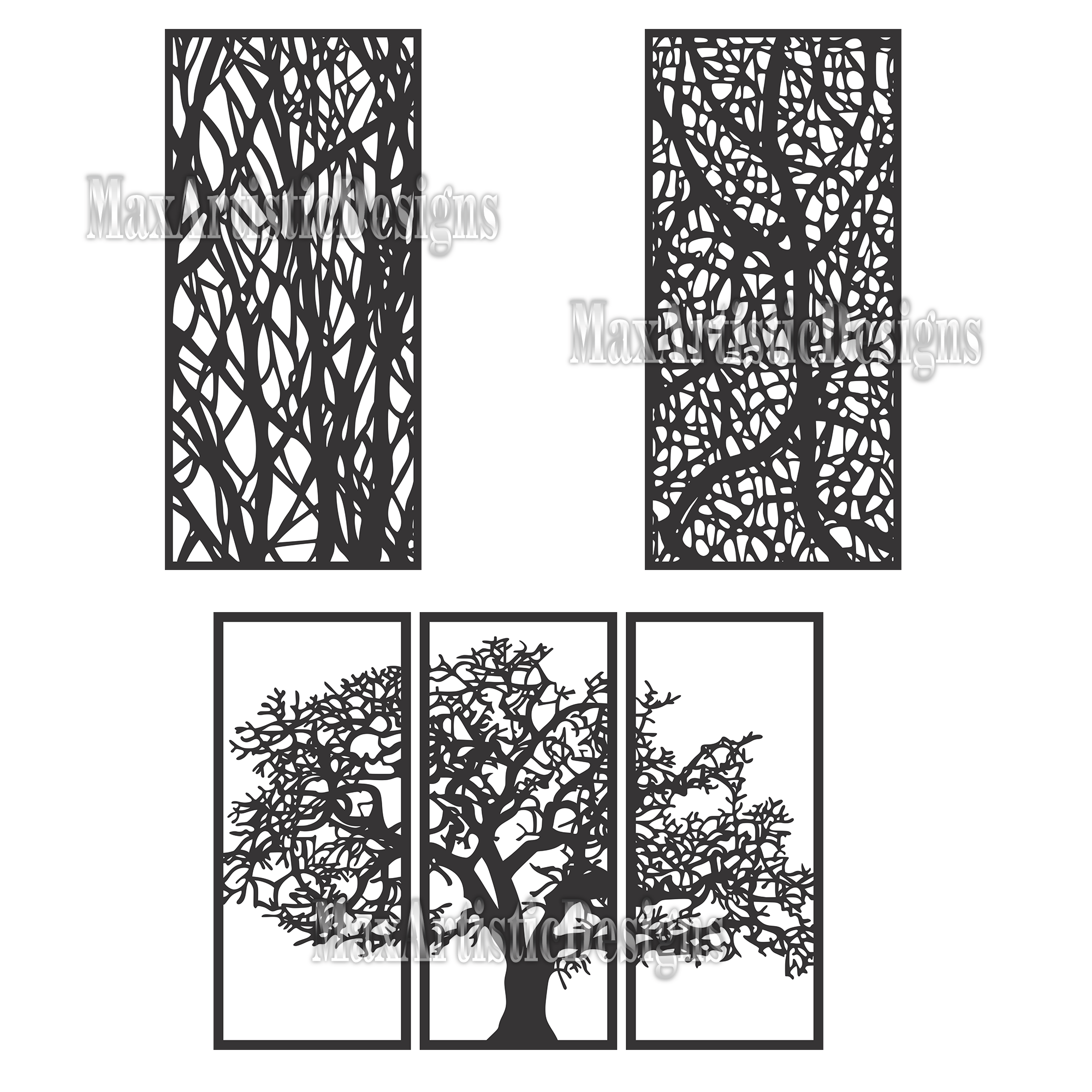 20+ tree shaped panels for plasma laser/water jet, finest cnc router vectors in dxf and cdr digital download