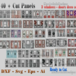40 + dxf cdr vector pack "3 puertas unieron paneles" archivos cnc vector para descarga de corte láser de enrutador de plasma