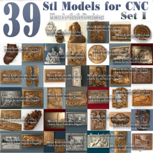 39 Set 3D-Stl-Modelle Basrelief-Gravur-Schnitzdateien für CNC-Router Artcam Aspire-Set i herunterladen
