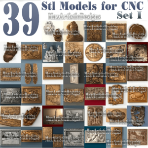 modelli 3d stl 39 pezzi in bassorilievo in metallo per router cnc artcam aspire set