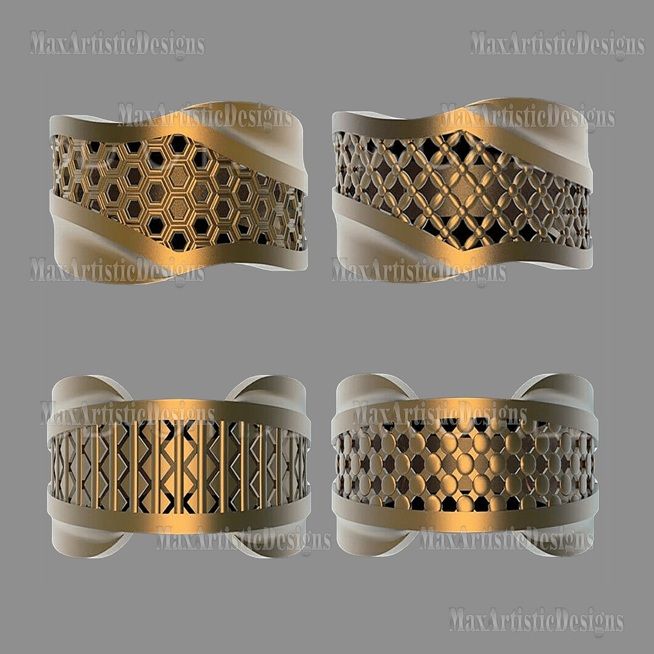 stl bijoux 12 pièces fichier d'impression 3d bijoux or argent "anneaux" ensemble de conception pour imprimantes cnc