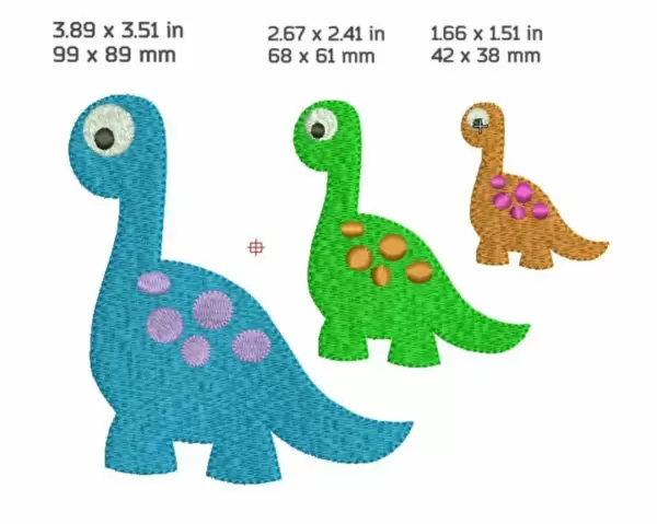 dinosauri ricamo disegni animali preistorici nei formati hus dst vip pes vp3 jef