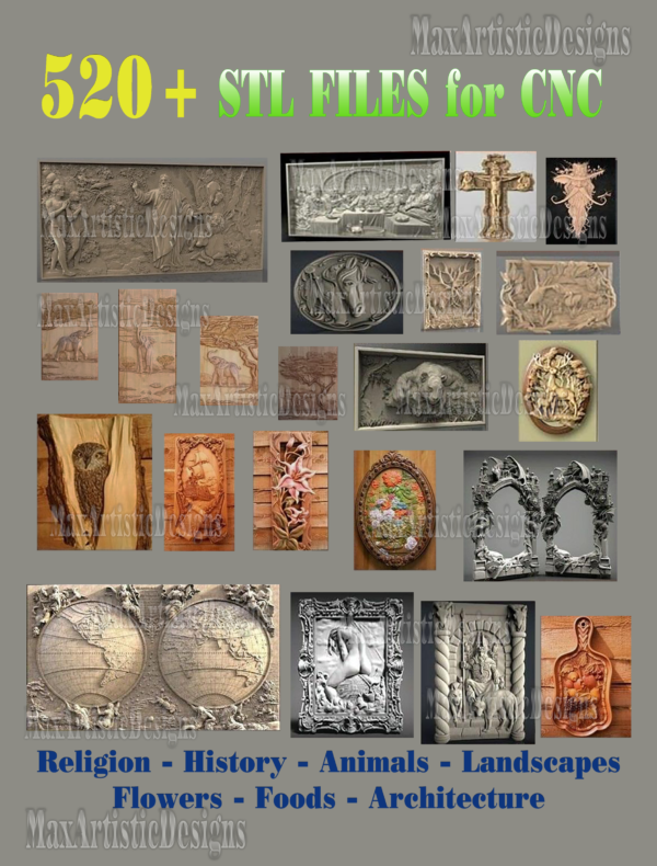 520+ animals 3d stl pack for basrelief models collection for cnc machine relief artcam aspire cut 3d