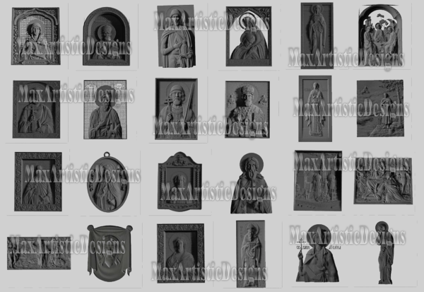 Más de 125 íconos de medallones de religión stl pack para cnc en formato de archivo stl