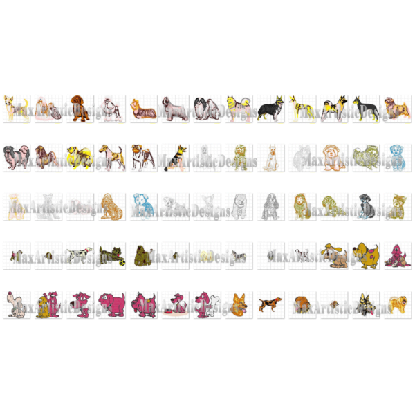 Más de 550 diseños de bordado de perros para bordado a máquina en formato pes jpg descarga