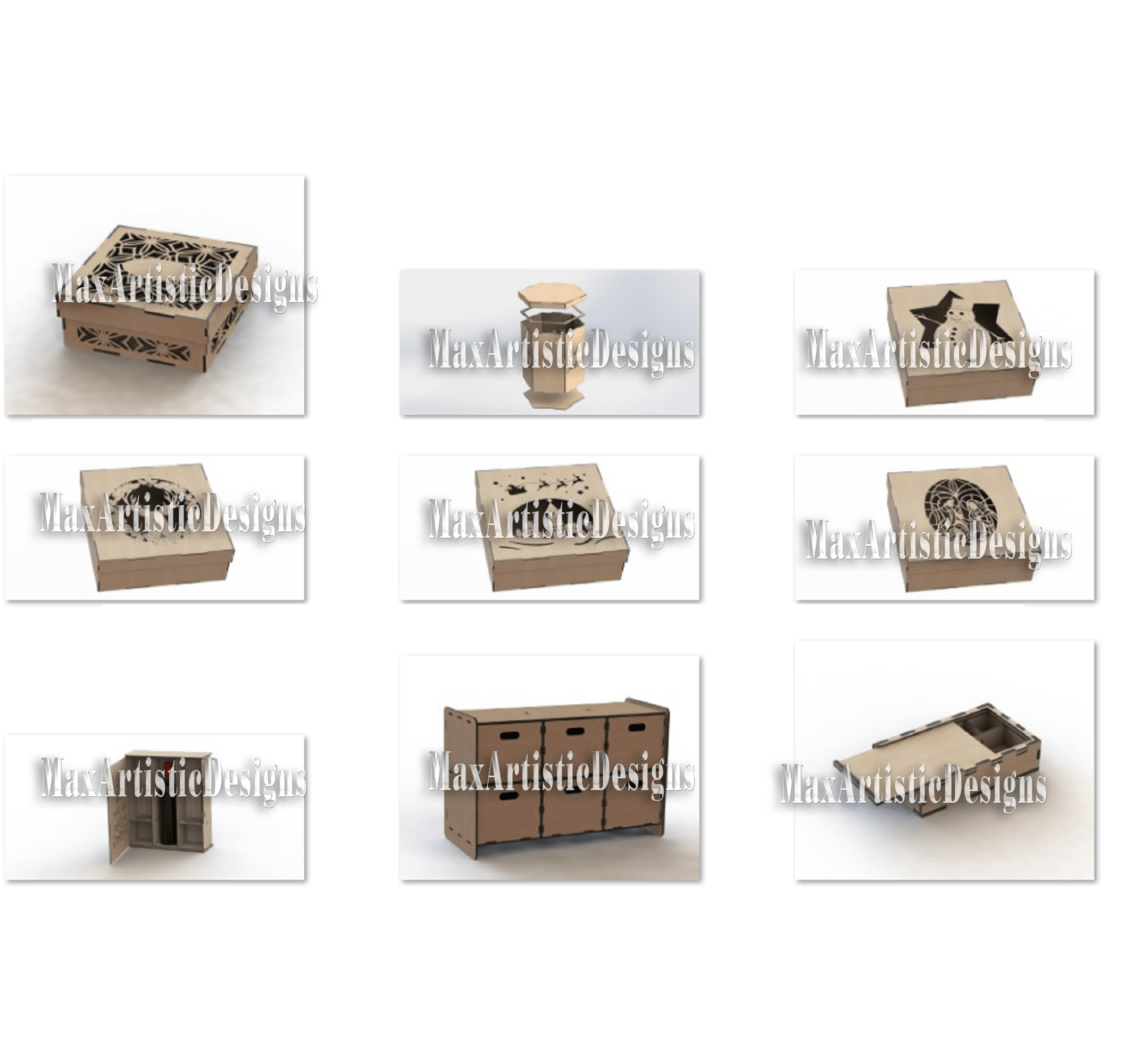 180+ ornamental boxes pantograph laser cut vectors in dxf and cdr files for cnc router digital download