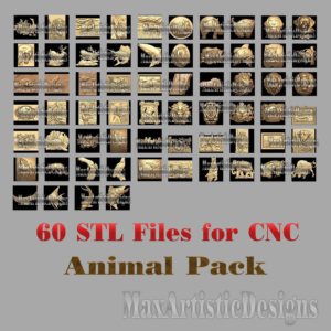 Über 60 3D-STL-Modelle – „Tiersammlung“ für CNC-Relief-Artcam-3D-Drucker