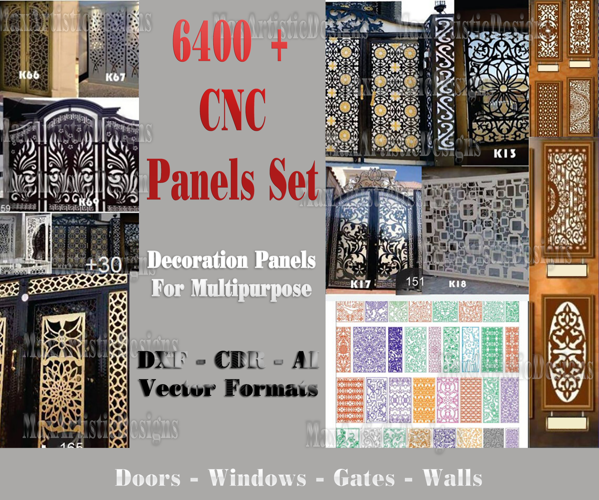 Über 6600 dekorative Wandfenster Türen 2D-DXF-Dateien für CNC, Plasma-Router, Laserschnitt-getesteter Download