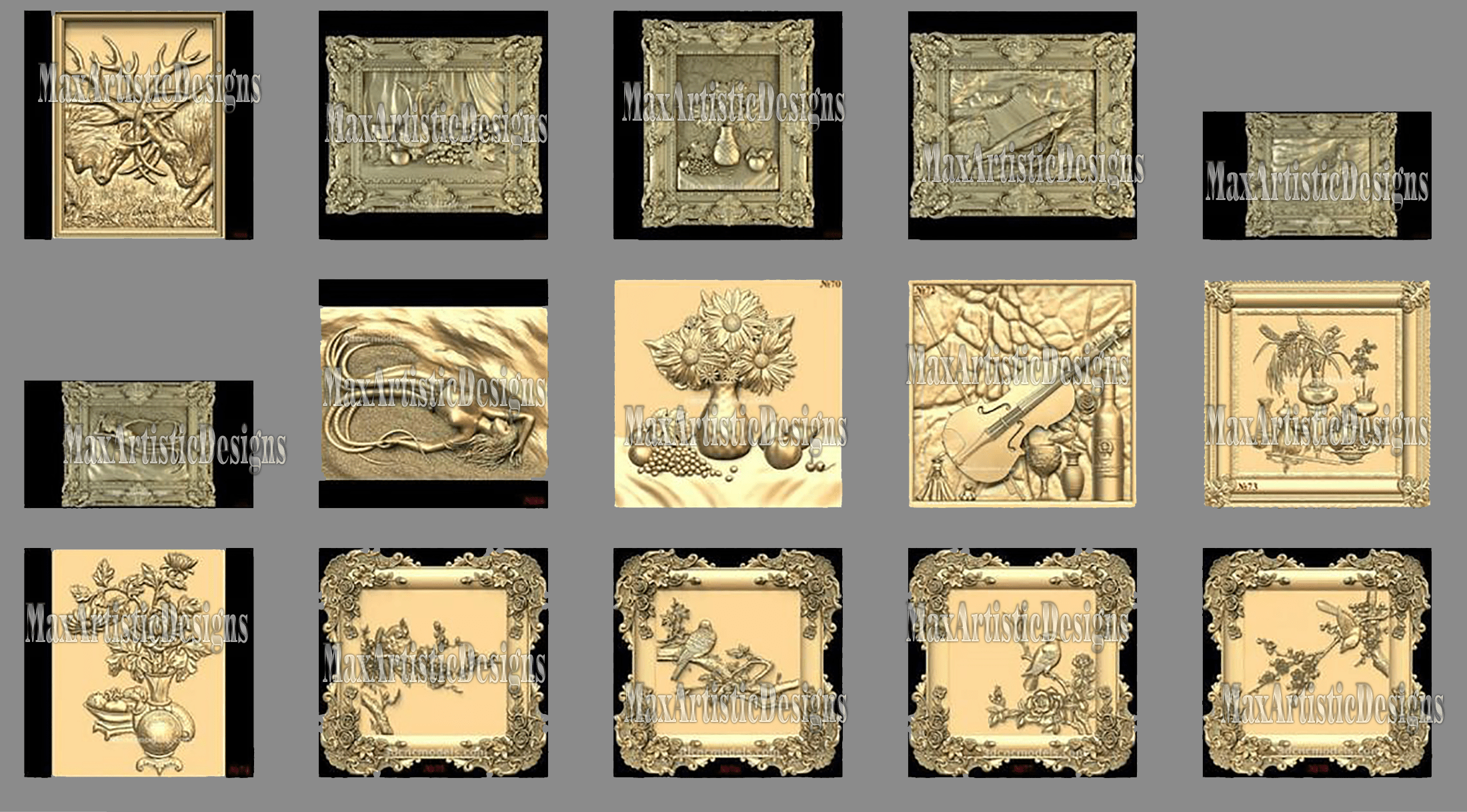 100 modèles 3d stl – « collection bas-relief » pour imprimante cnc artcam 3d aspire