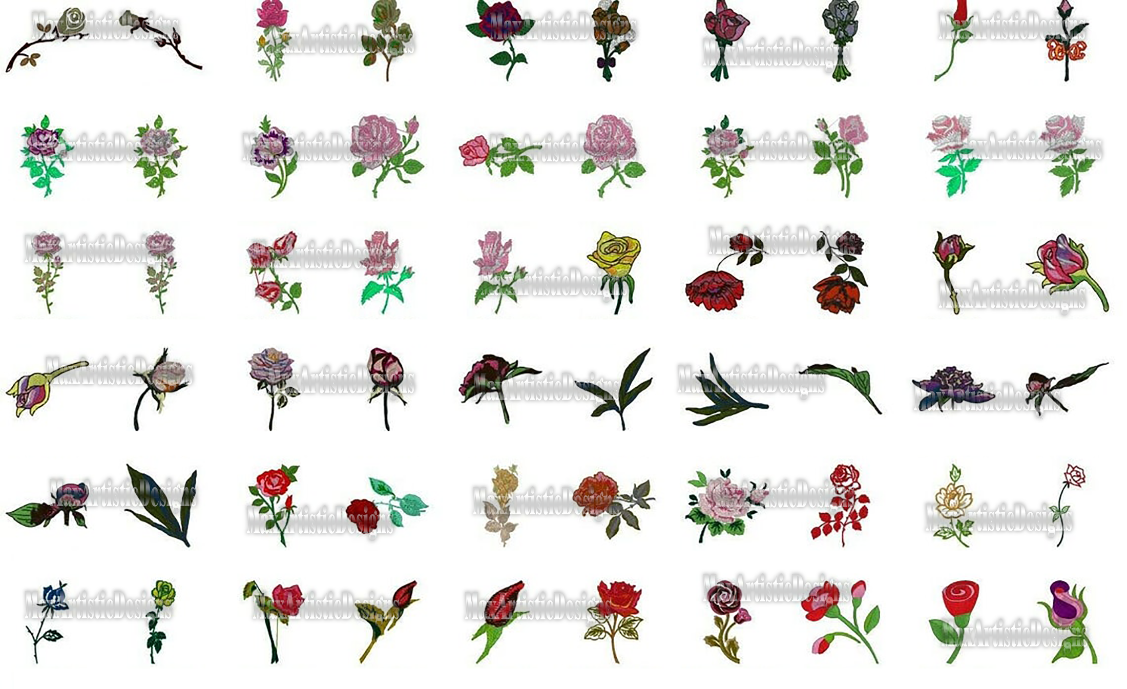Collection de fichiers de machine à broder de plus de 1800 roses au format pes