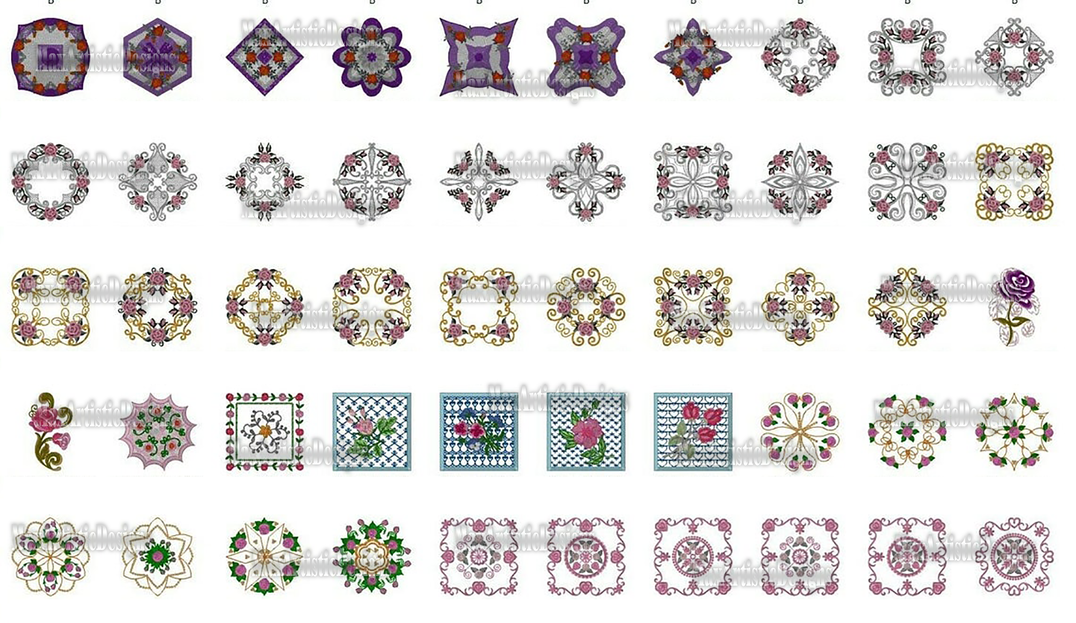 Colección de archivos de máquina de bordar de rosas 1800+ en formato pes