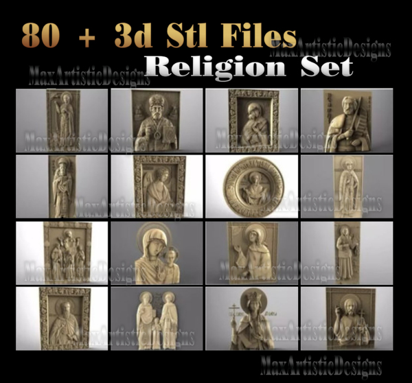 Plus de 80 fichiers stl 3d religion pour routeur de gravure, imprimante 3d et artcam vectric