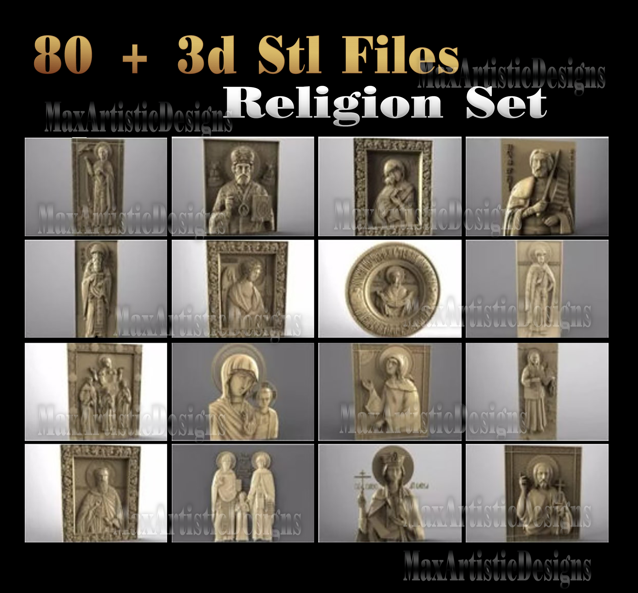 Über 80 religiöse 3D-STL-Dateien für Gravurrouter, 3D-Drucker und Vectric Artcam
