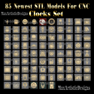 85 modèles d'horloge murale 3d stl pour routeur cnc imprimante 3d, cut3d aspire artcam
