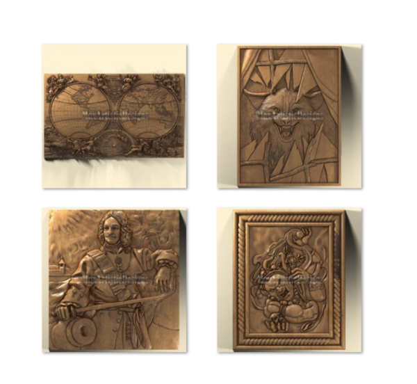 38+ pieces of 3d stl models for bas relief metal work for cnc routers, set v digital download
