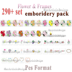 Über 290 Stickmuster für Blumen und Rahmen Maschinenstickmuster