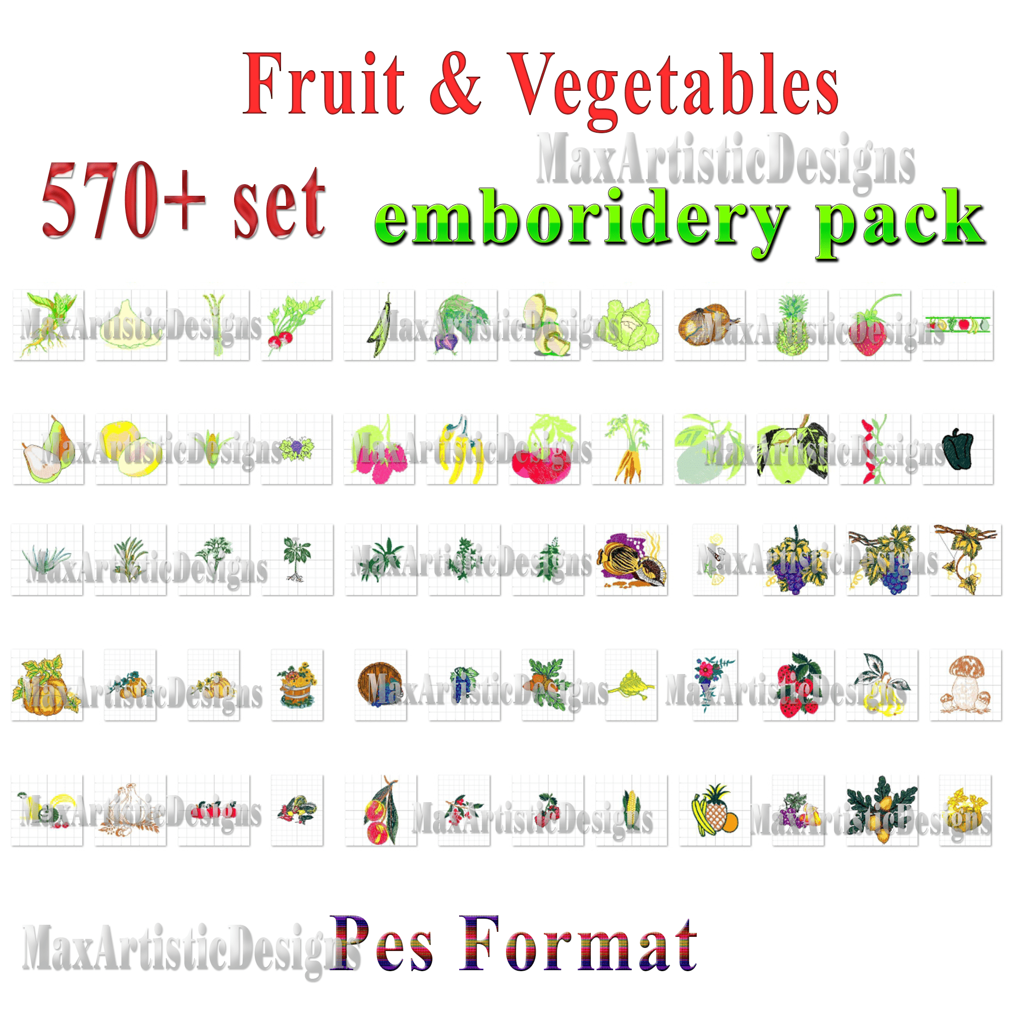 Diseños de bordados a máquina: más de 570 diseños de bordados de frutas y verduras