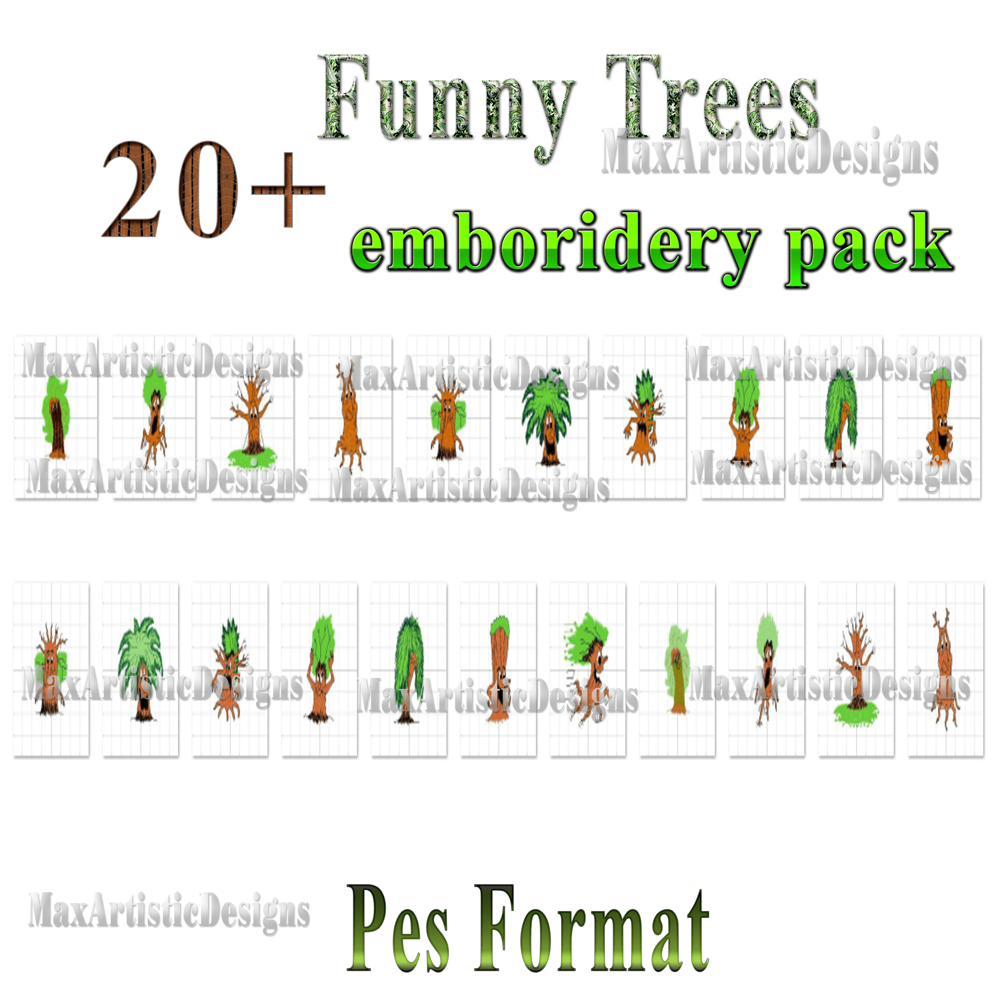 20+ funny trees embroidery designs Machine embroidery designs