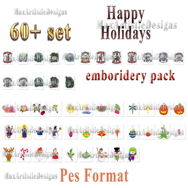 60+ Happy Holidays embroidery patterns Machine embroidery designs