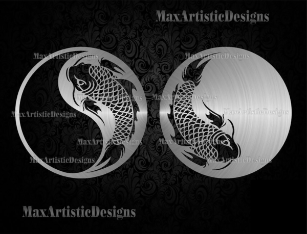 plasma cut fish two layers ying yang koi fish cnc vector dxf cdr files for cnc plasma router laser cut vector
