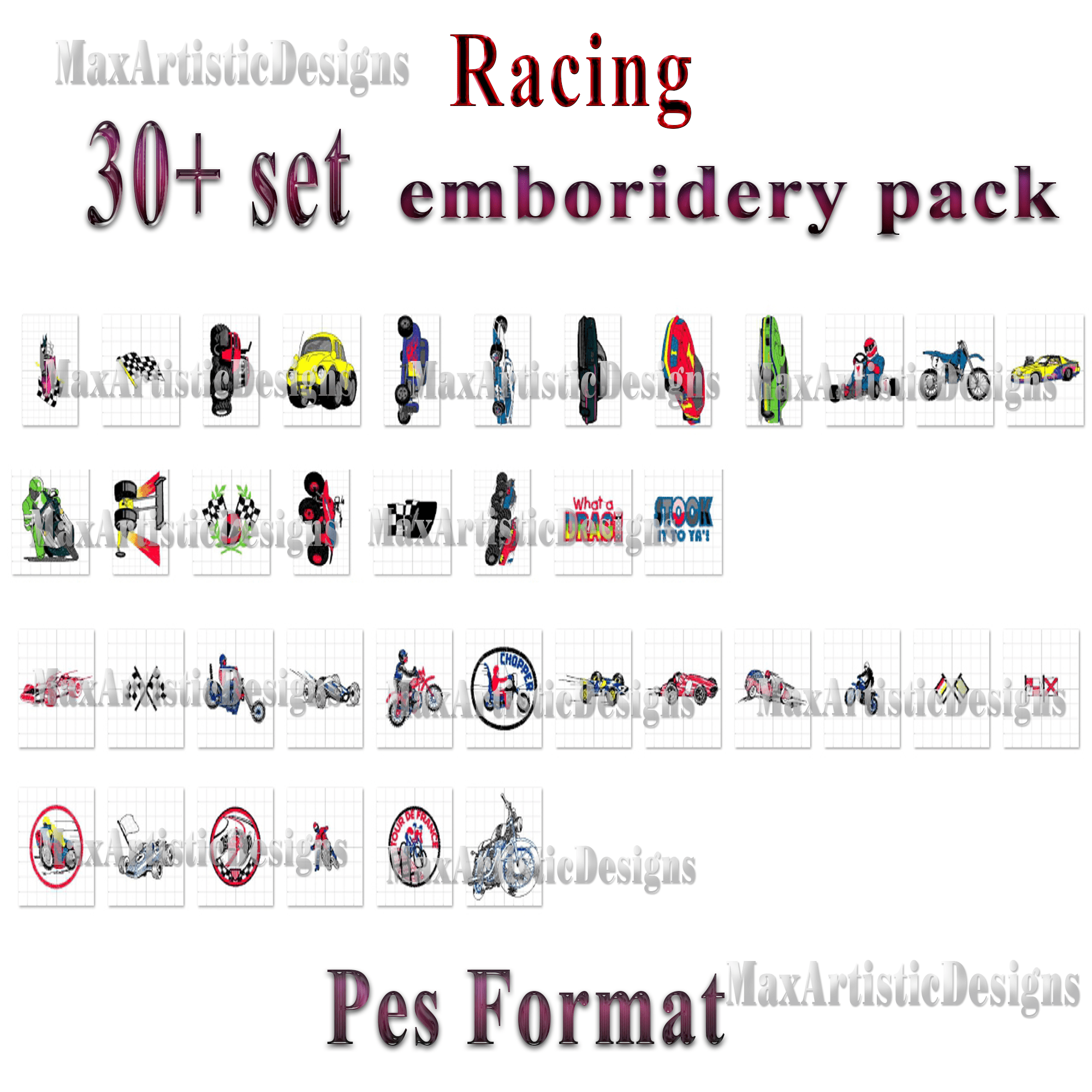 30+ Racing embroidery patterns Machine embroidery designs