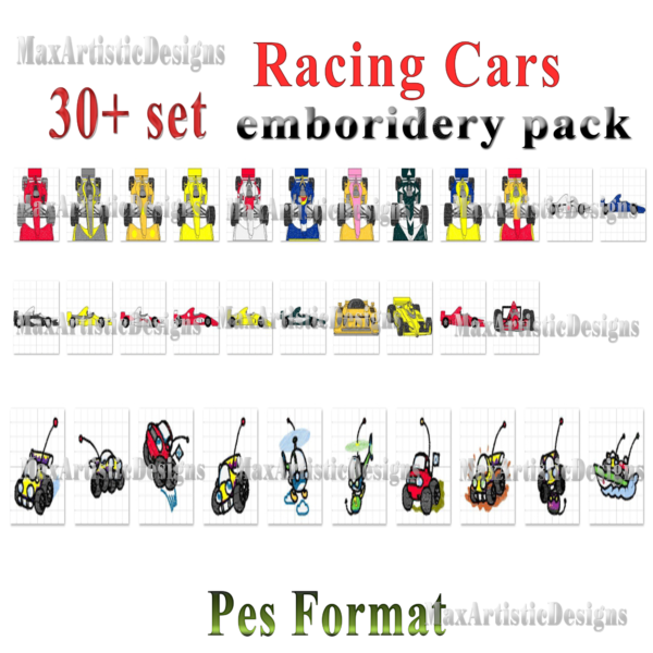 30+ Racing Cars embroidery patterns Machine embroidery designs