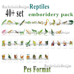 Más de 40 patrones de bordado de reptiles Diseños de bordado a máquina