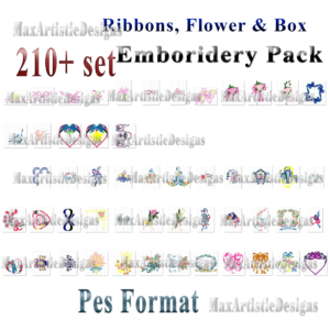 210+ Ribbons, Flower and Box embroidery patterns Machine embroidery designs