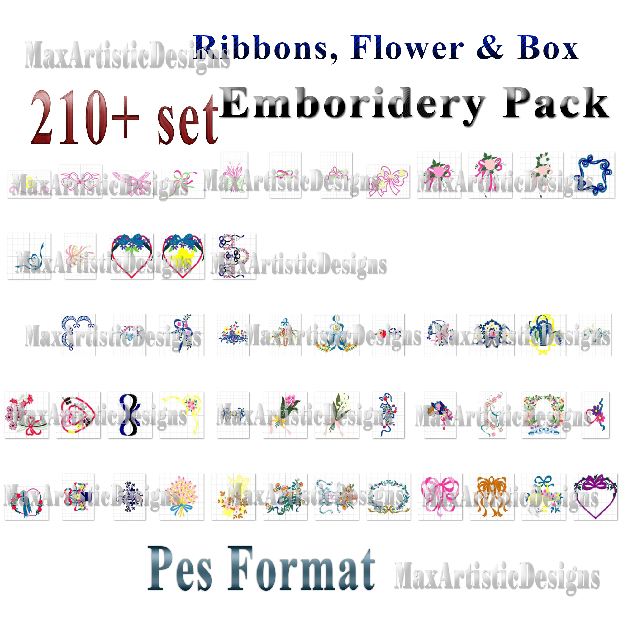 210+ Ribbons, Flower and Box embroidery patterns Machine embroidery designs