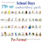 Más de 170 diseños de bordados relacionados con School Days Diseños de bordados a máquina