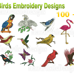 100+ birds embroidery design patterns in pes-hus file formats