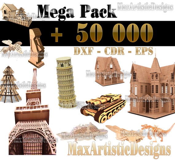 mega pack 55000+ dxf cdr laser cut vecteur 3d fichiers pantographe cnc poupée maison art pour routeur cnc