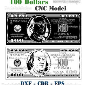 100 dollars stencil dxf cdr eps file format- cnc plasma and laser cutter