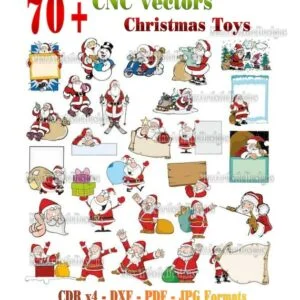 70+ "Christmas toys, santa, snowflake" cnc vector files for laser cutting machine, cnc router, plasma in dxf cdr file formats