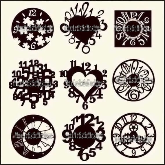 230 + cnc vector wall disco clock watches dxf svg for laser cutting, waterjet, plasma router or cnc