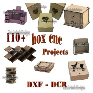 110+ Boxen CNC-Vektoren packen in dxf cdr eps-Dateiformaten Projekt für Holzplan für lasergeschnittene CNC-Fräser
