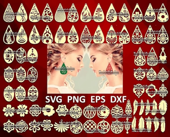 100 + Earring Vector Designs for jewelry – cnc laser cut in svg png eps dxf file formats