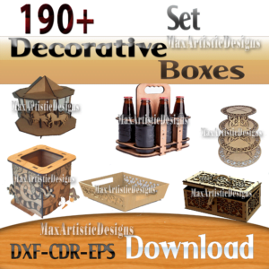 Más de 180 cajas ornamentales pantógrafo corte láser vectores en archivos dxf y cdr para descarga digital de enrutador cnc