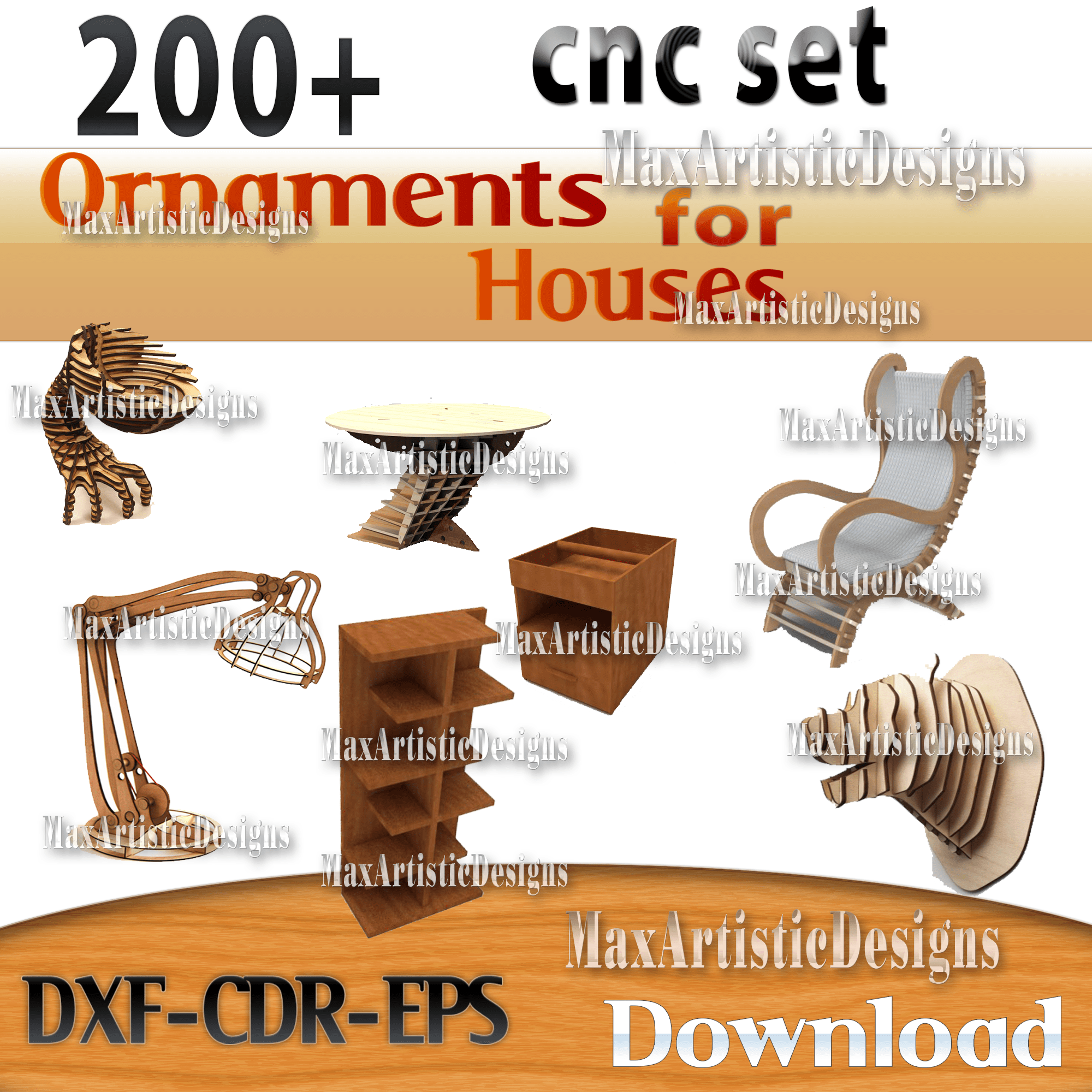 set di oltre 190 decorazioni per la casa tagliate al laser pantografo per router cnc in dxf cdr cnc 2d file download digitale