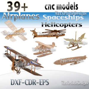 Más de 39 aviones, helicópteros, aviones cnc vectores en archivos dxf cdr para descargar pantógrafo cnc router