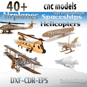45+ avions découpés au laser hélicoptères avion cnc vecteurs pack dxf cdr cnc 3d fichiers pour pantographe routeur cnc