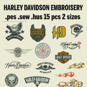 Harley Davidson Logo Stickmuster in Pes Hus Sew 14 Stk