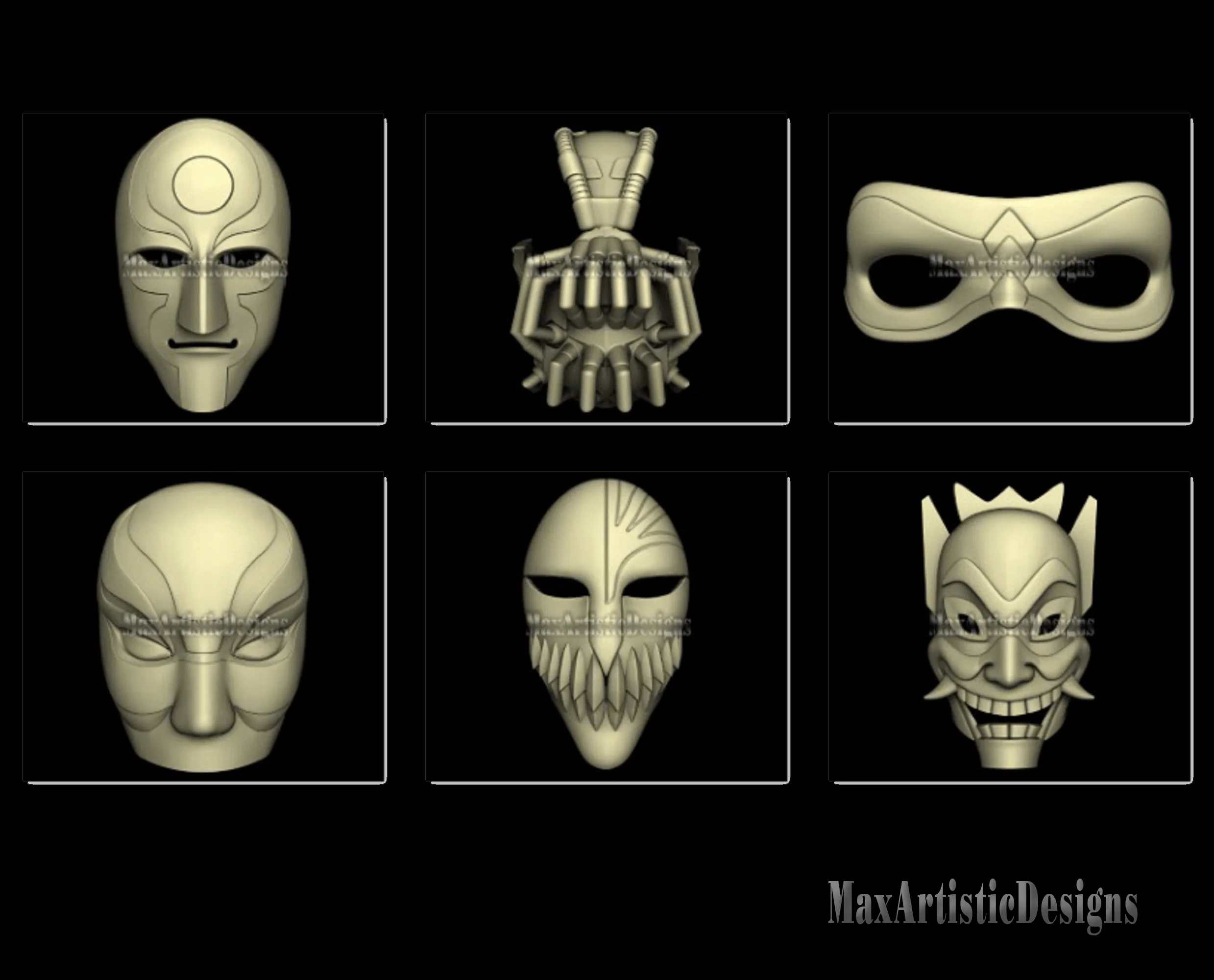 over 50 3d stl “mask models” stl relief for artcam, aspire, cnc routers digital download