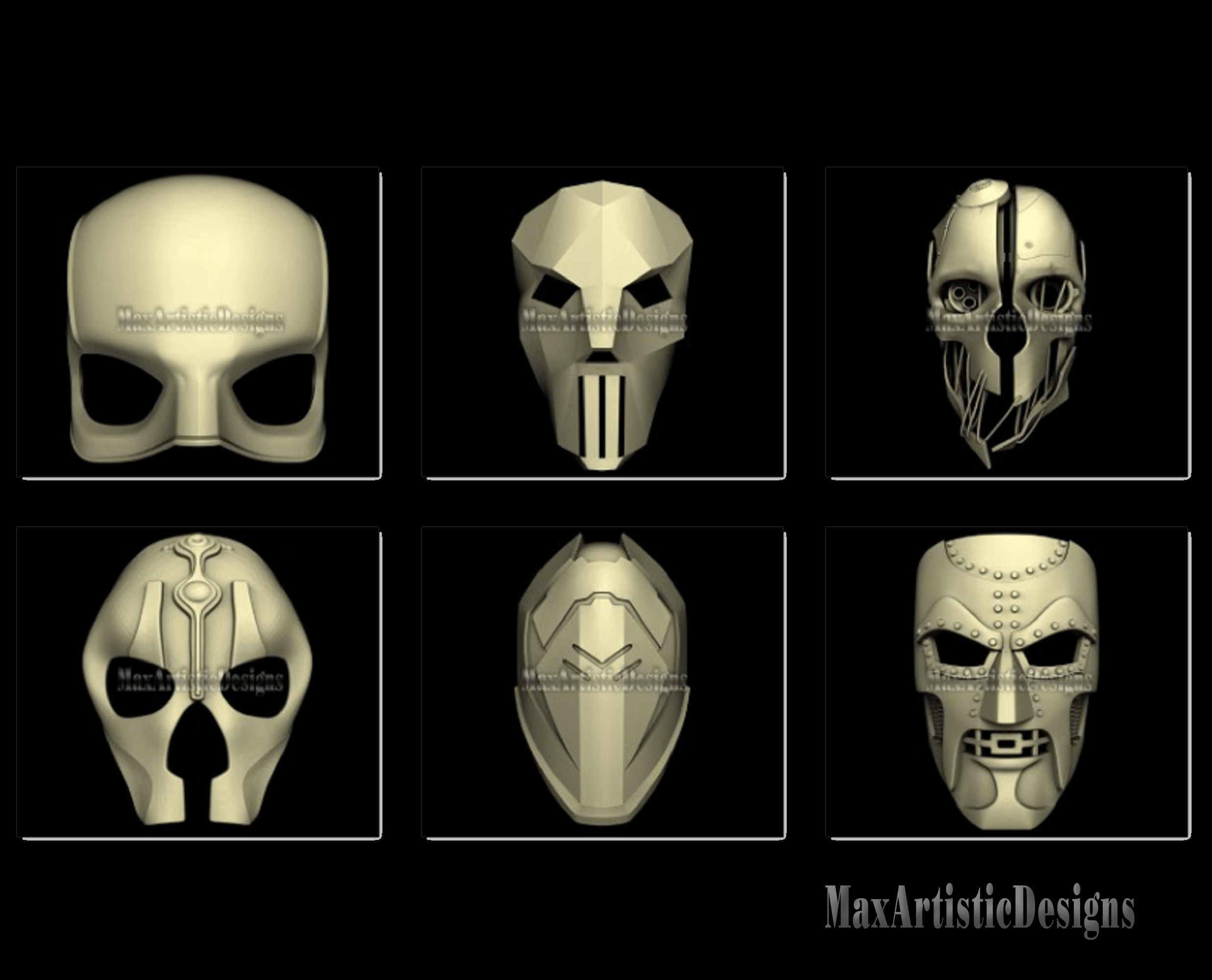 Más de 50 "modelos de máscara" stl en 3D en relieve stl para descarga digital de enrutadores artcam, aspire y cnc