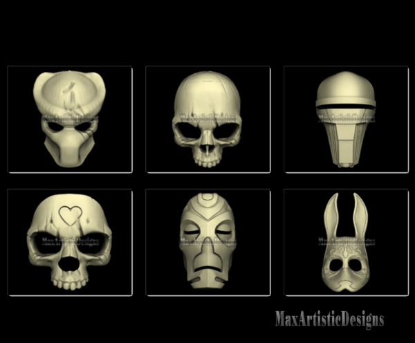 Más de 50 "modelos de máscara" stl 3d en relieve stl para descarga digital de enrutadores artcam, aspire y cnc