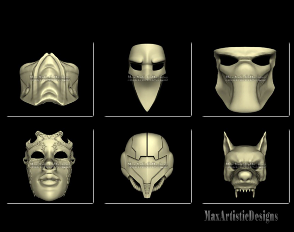 over 50 3d stl "mask models" stl relief for artcam, aspire, cnc routers digital download