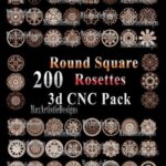 200 rosetas cuadradas redondas 3D STL para CNC 34 AXLE Engraver Carving models