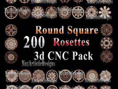 Más de 180 modelos de rosetas redondas cuadradas 3D STL para 34 AXLE, grabador de enrutador CNC