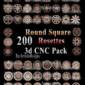 Oltre 180 modelli di rosette rotonde quadrate STL 3D per 34 AXLE, incisore di router CNC